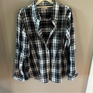 LL Bean Flannel Button Down Shirt Large